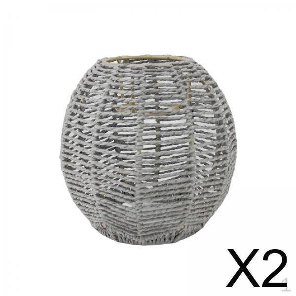 

2pcs Retro Style Pendant Lamp Shade Rattan Chandelier Cover Handwoven Decoration