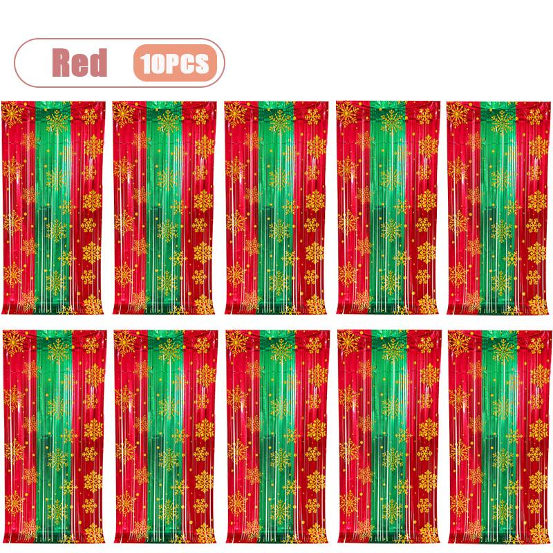 1-10PCS Christmas Snowflake Tassel Curtain Shimmering Foil Backdrop Sparkling Decor for Party Wedding Stage and Photography Prop