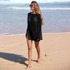 Hollow glitter weaving snowflake embellished beach skirt sunscreen one-neck bikini smock