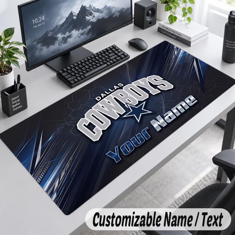 Custom Name Text Mouse Pad Dallas Cowboys Personalized Desk Pad For Work And Gaming