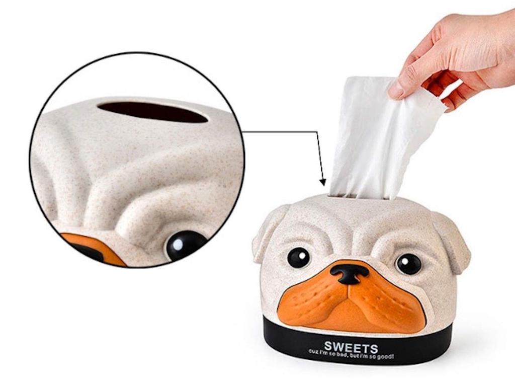 Roll Paper Case Cute Pug Dog Animal Tissue Box Toilet Paper Decorative Tabletop Bathroom Decor Queen-b Holder, Cover, Storage, (Green)