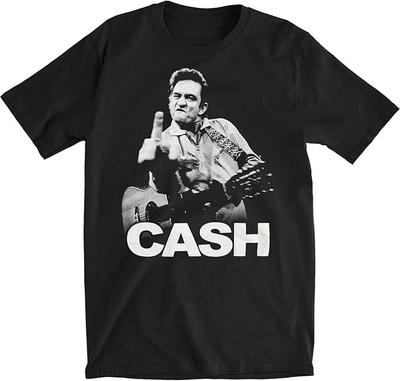 JOHNNY CASH Middle Finger Tshirt Man In Black Country Rock Singer Size S5XL Unisex T-Shirt