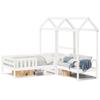 Solid Wood Bed and Bench with Roof White 80x200 Cm Pine Wood