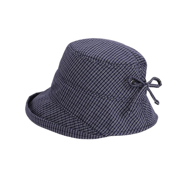 Sweet Plaid Bucket Hat Spring and Summer Big Brim Sun Hat Children Versatile Fashion Show Face Small Sunscreen Basin Hat