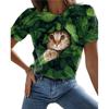 Fashion Woman Blouses T-shirt Women's 3d Cats Print Black Kawaii T Shirt Female Clothing Oversized Summer Top Free Shipping
