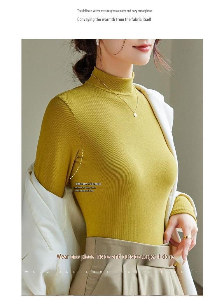 Women's Minimalist Light Luxury Long-Sleeve Knit Top - Half-High Neck