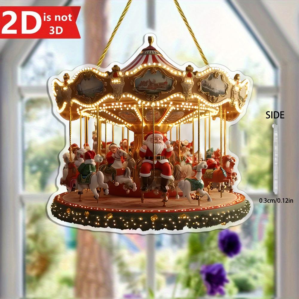 

2D Santa Carousel Sun Catcher. Holiday ornament for living rooms & bedrooms. The perfect festive gift. чистый