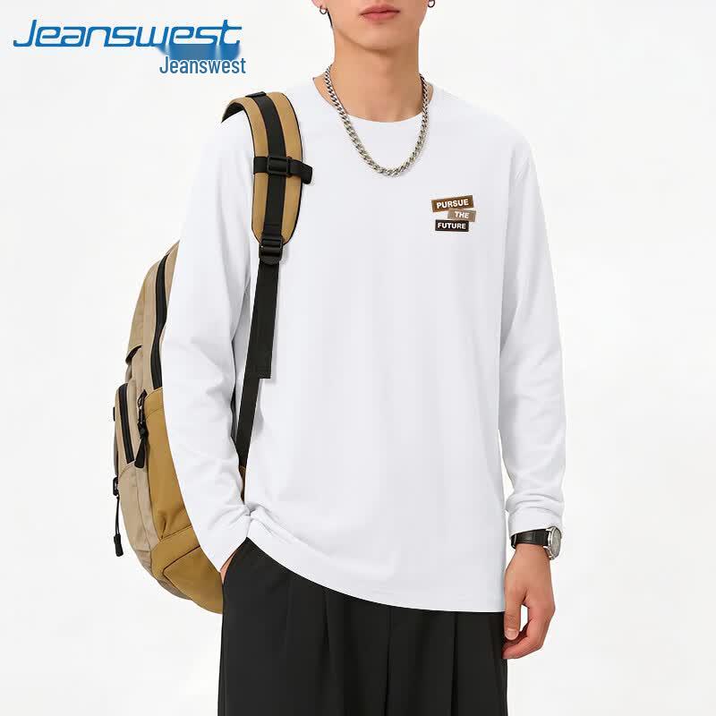 Jeanswest Men's 220G Heavyweight Pure Cotton Long Sleeve T-Shirt