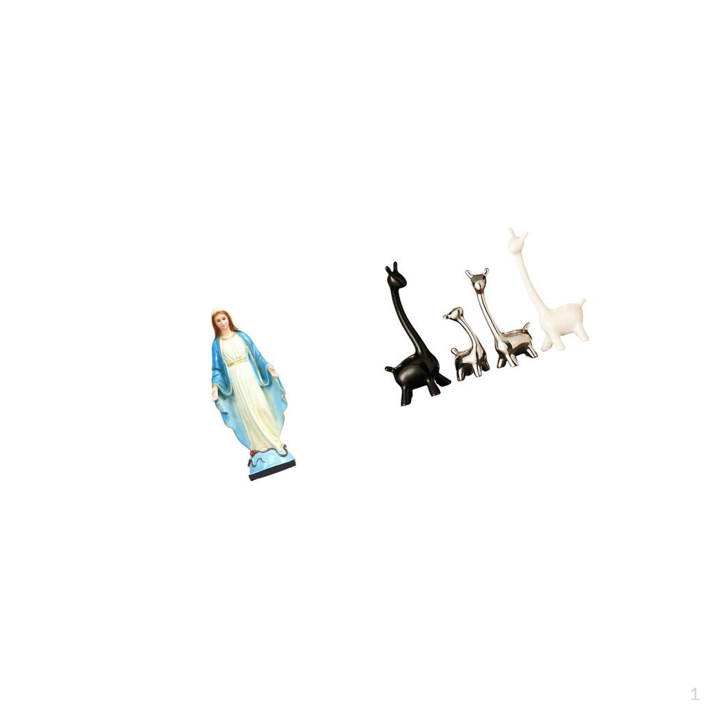 Graceful Mary And Giraffe Ceramic Statue Religious Ornament Creative Catholic Sculpture for Office