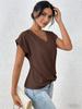 2026 Hot Sale Women's Solid Color V-neck T-shirt, Elegant Short-sleeved Top for Spring/Summer, European American Style