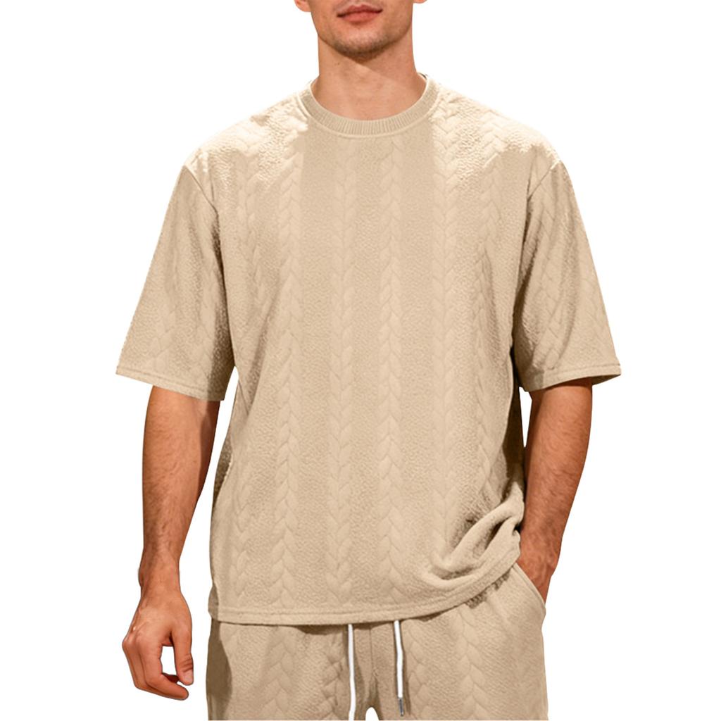 Men's Short Sleeve Crew Neck Knit T Shirt Relaxed Fit Soft Fabric Casual Pullover Top for Everyday Wear
