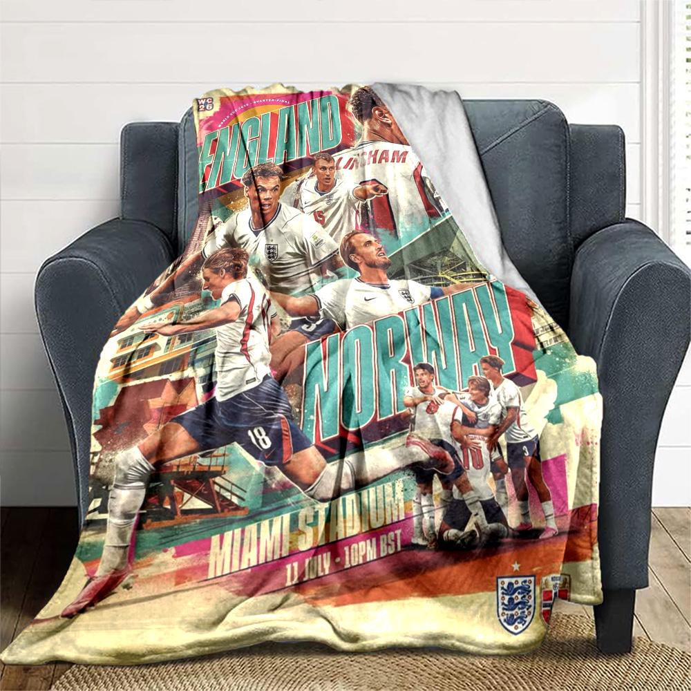 England Vs Norway Football Match Poster Print Fleece Blanket Soft Warm Throw Blanket Sofa Couch Bed Home Decor For Soccer Fans