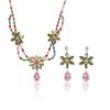 Cross-Border Trendy Zircon Earrings & Colorful Flower Necklace Fresh Collarbone Chain Jewelry