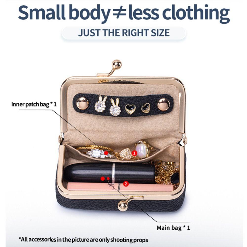Exquisite Leather Jewelry Storage Bag Solid Color Jewelry Storage Box Cosmetic Bag Woman Girls