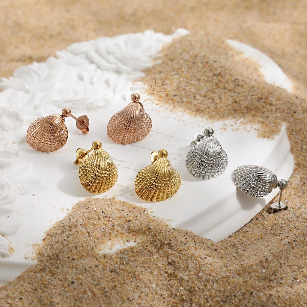 European & American 3D Ocean Shell High-End Niche Stud Earrings