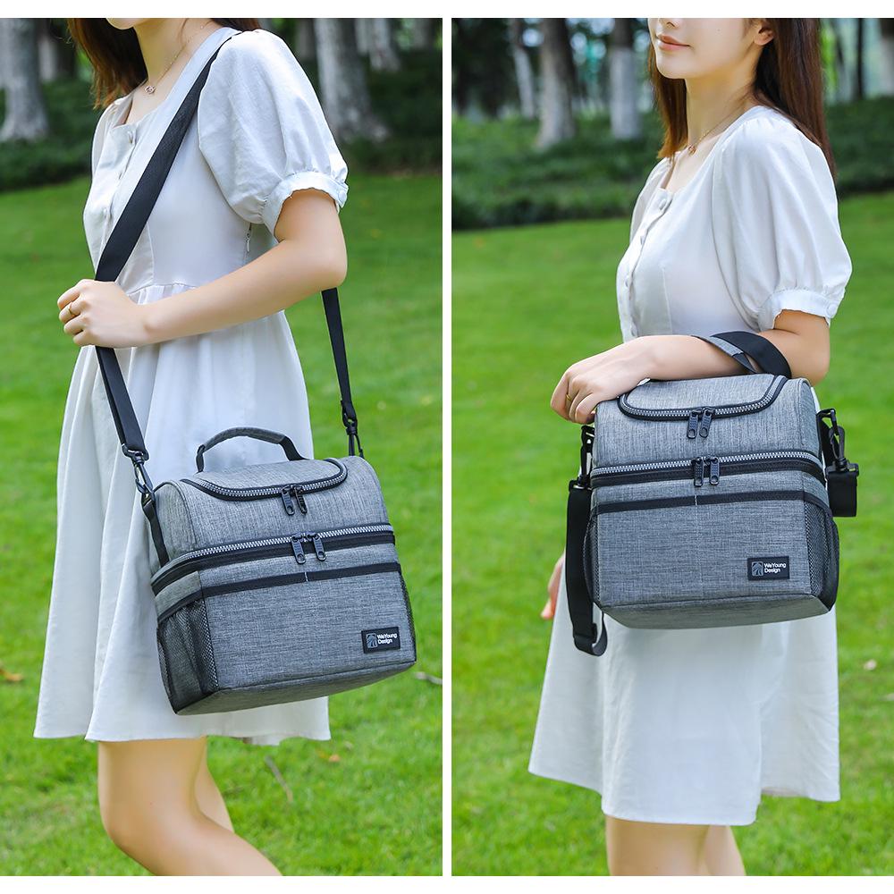 Double Layer Insulated Lunch Bag: Thickened, Fresh-Keeping Bento Bag for Outdoor Picnic