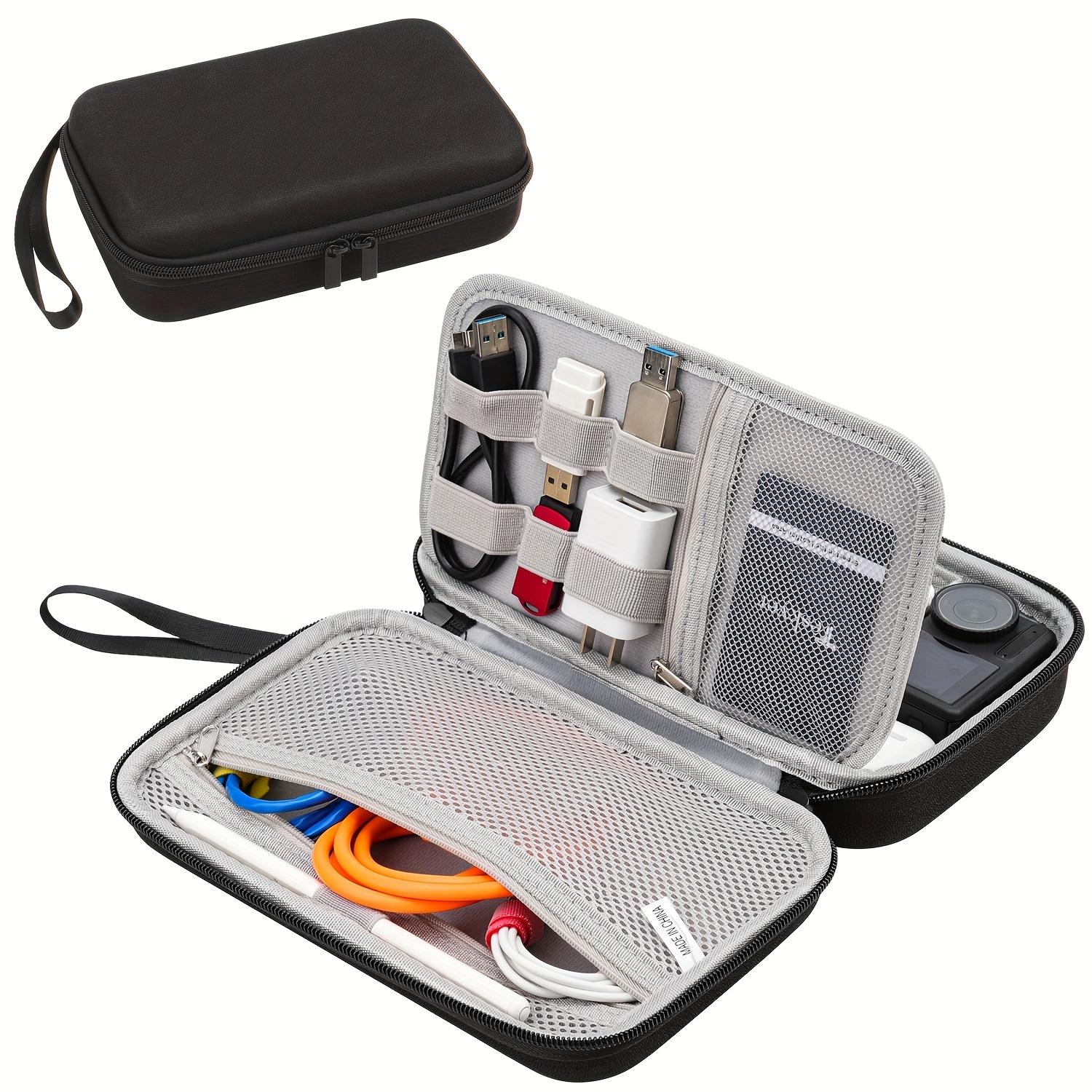 

Трехслойный жесткий кейс-органайзер из ЭВА большой вместимости, портативный, для путешествий, для электронных устройств, с сетчатыми карманами для пауэрбанков, телефонов