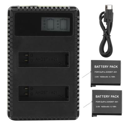 AHDBT‑401 LCD Double Solt Charger Sports Camera Accessory 1600mah Battery for Hero4