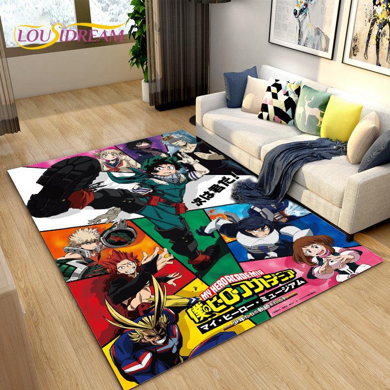 Tappeto Area Grande Anime Giapponese My Hero Academia, Tappeto per Soggiorno Camera da Letto Divano Zerbino Decorazione, Tappetino Antiscivolo per Bambini