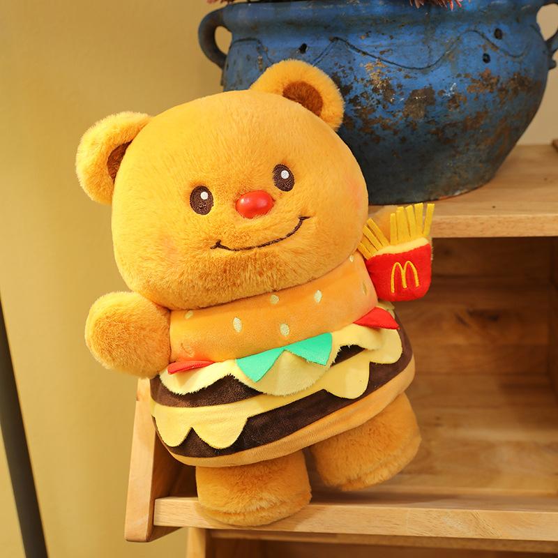 Hamburger Butter Bear Plush Toys for Children's Birthday Gifts Office Pillow Home Cushion Decorations