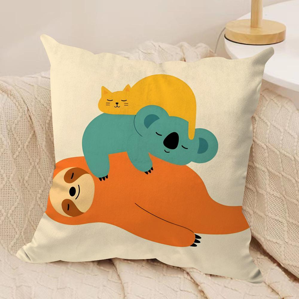 Cartoon Animals Cushion Cover Pillowcase Ultra Soft Skin Friendly Fabric Cloud Like Comfort Concealed Zipper