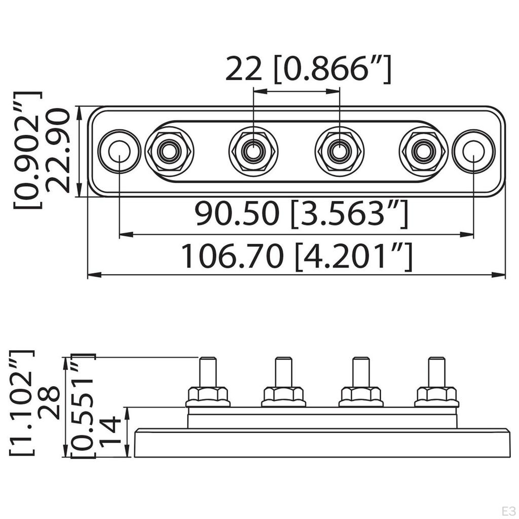 Power Distribution Block Bus Bar with Cover - Rating Marine, Automotive (Black)