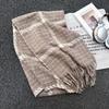 New Thickened Plaid Scarf White Soft Tassel Shawl Imitation Cashmere Scarf in Autumn and Winter