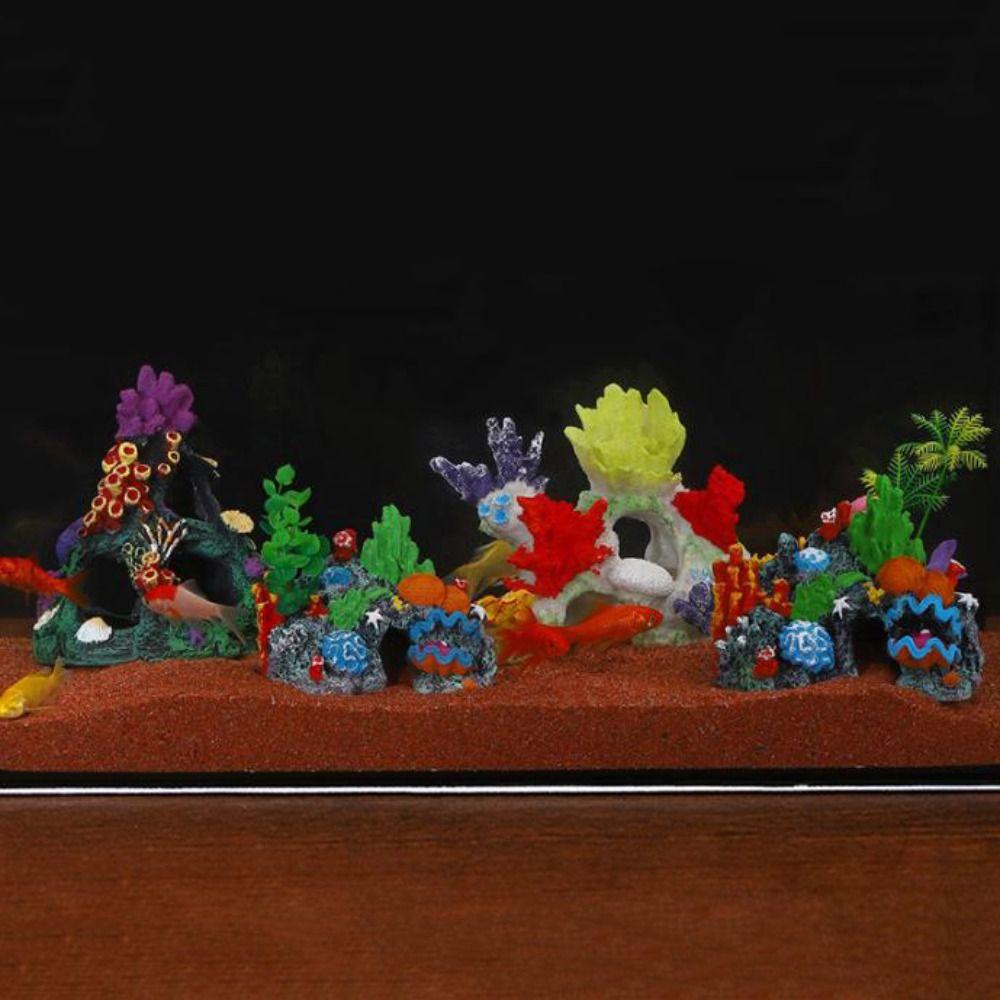 Creative Aquarium Coral Reef Ornaments Colorful Simulated Resin Rockery Aquatic Habitat