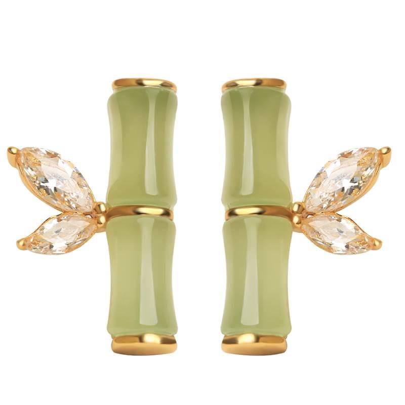 Elegant Bamboo Ear Studs: Unique Ancient Chinese Design for Women
