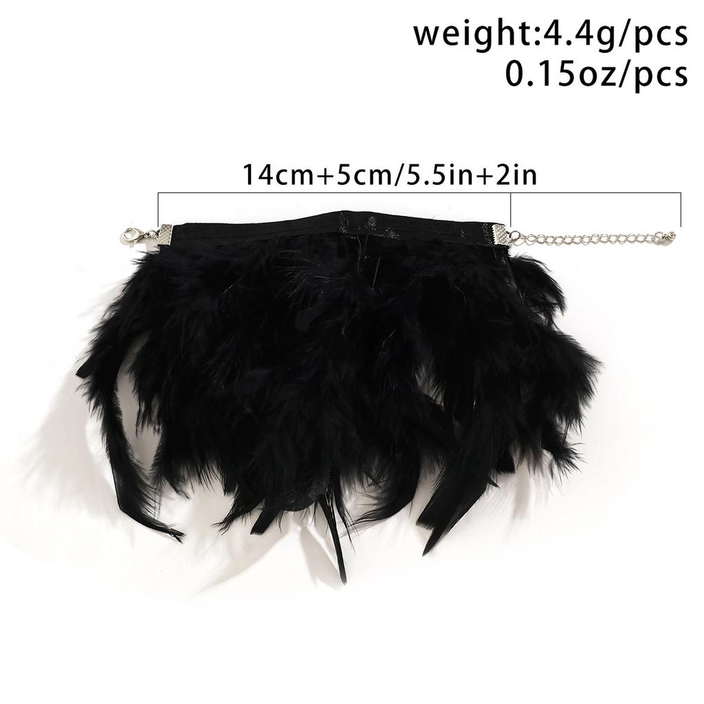 Exaggerated Party Short Chocker Sweet Cool Feather Collar, Ribbon Fluffy Niche Women'S Necklace