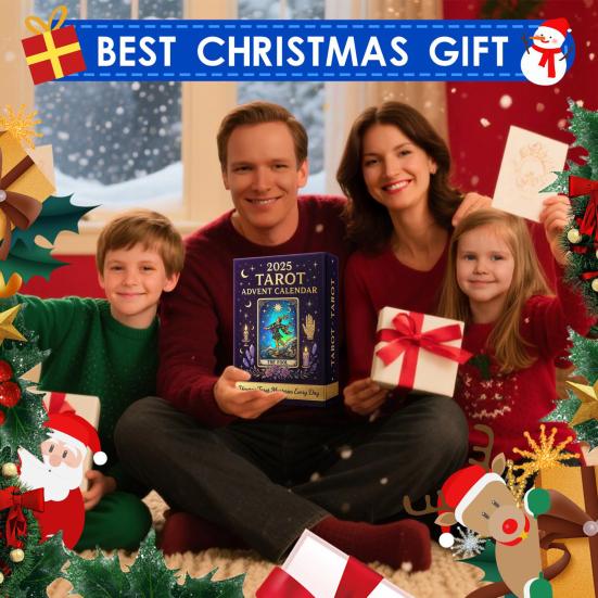 Tarot Adventskalender 2025 24 Tage Acryl Countdown Kalender mit Überraschungskarten Weihnachtsbaumschmuck für Feiertagsdekoration