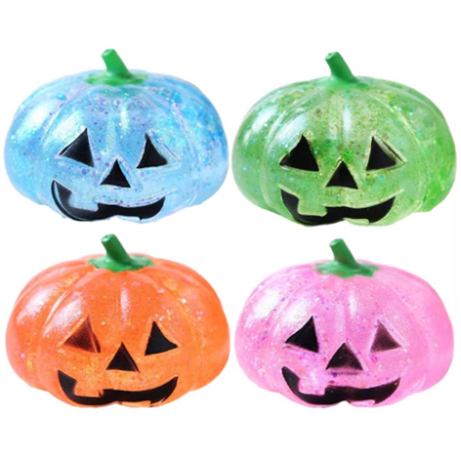 Giocattolo Spremibile Zucca Jelly Trasparente con Glitter, Giocattolo Fidget con Texture di Maltosio, Giocattolo Decompressione per Alleviare lo Stress di Halloween