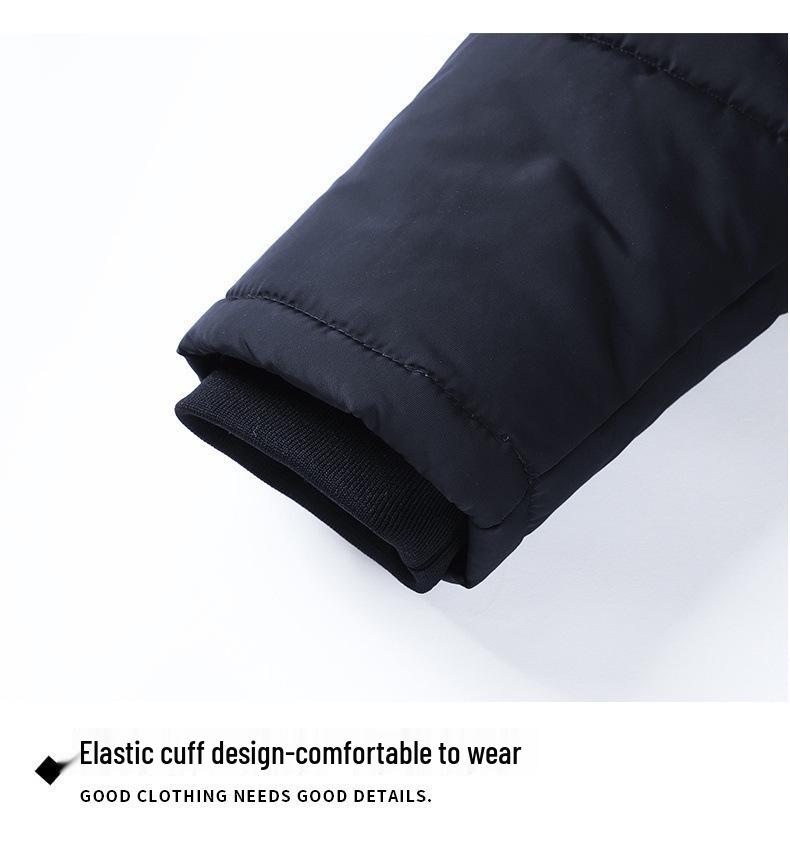 Men's European Size Cotton-Padded Jacket: Winter Mid-Length Dad's Coat with Velvet Lining, Plus-Size, Extra Warm