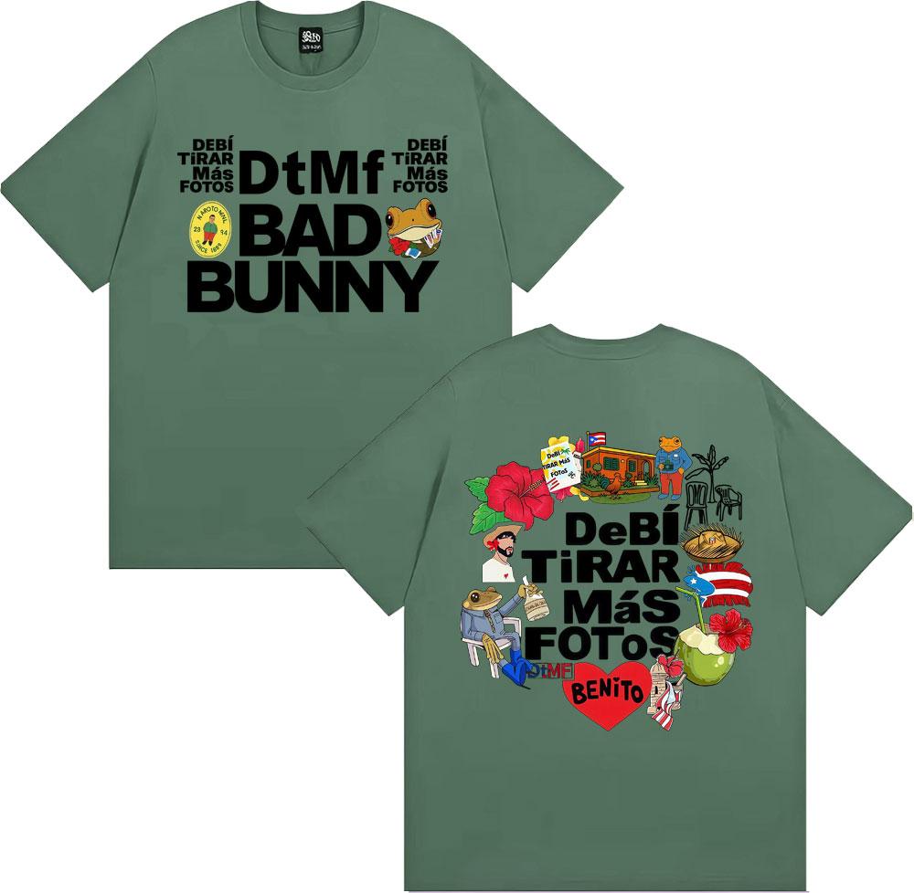 DTMF Bad Bunny Debi Tirar Mas Fotos 2026 Tour Print Tee Shirt Men Women Hip Hop Pop Music T Shirt 100% Cotton T-shirt Streetwear