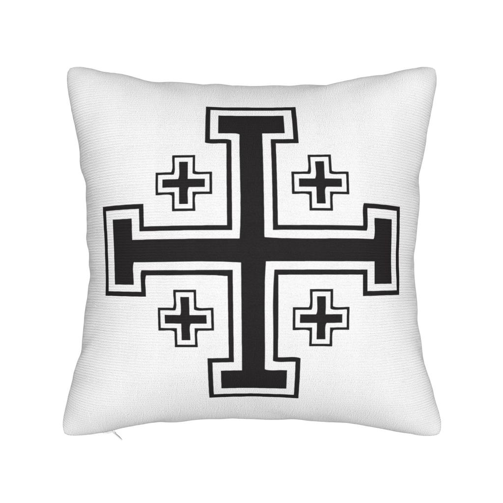 Jesus Christian Cross Faith Jerusalem Cross Square Pillow Cases Cushion Cover Creative Zipper Decorative Pillowcase For Car