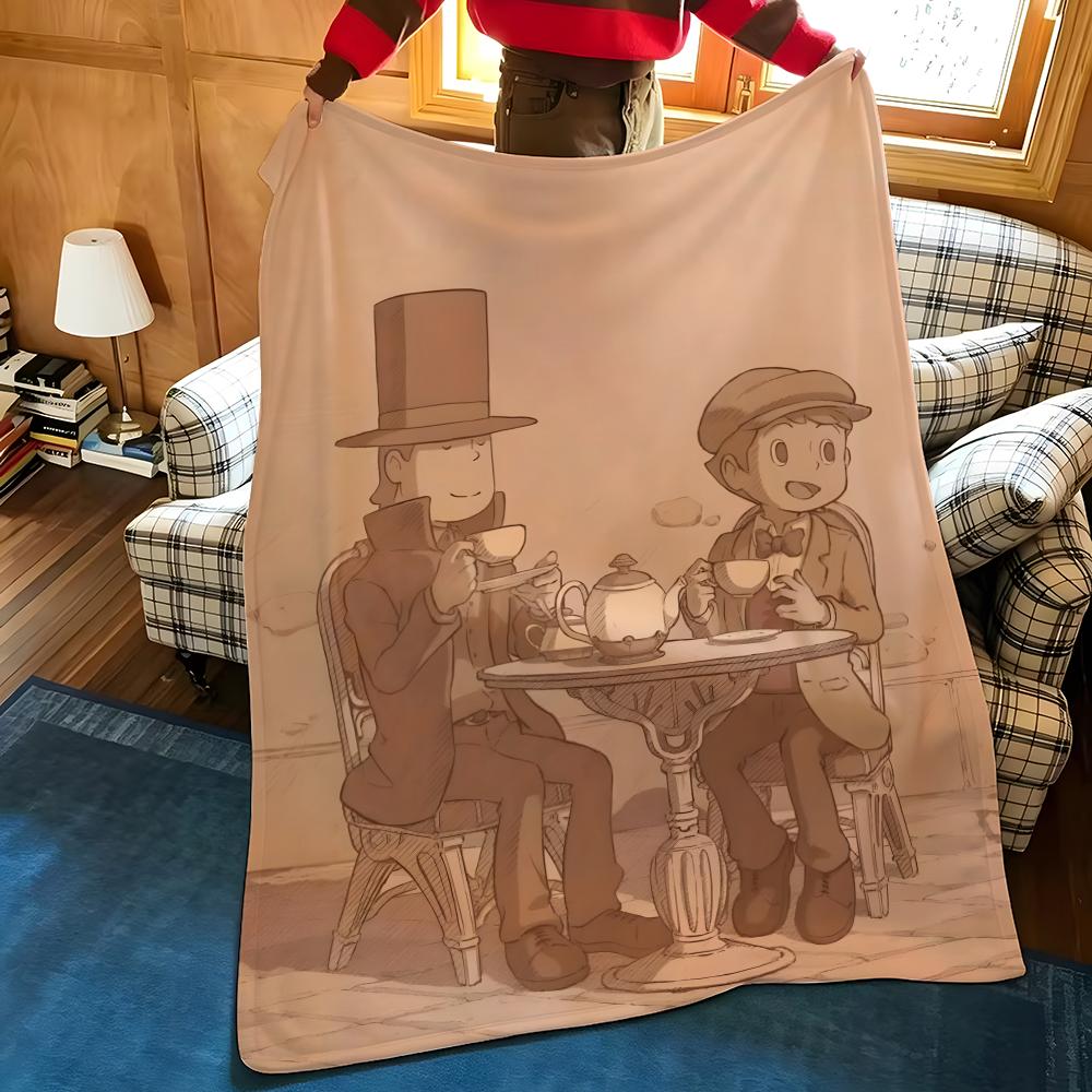 Game P-Professor L-Layton Throw Flannel Cozy Print Blanket, Portable, Durable Machine Washable Cute Cool