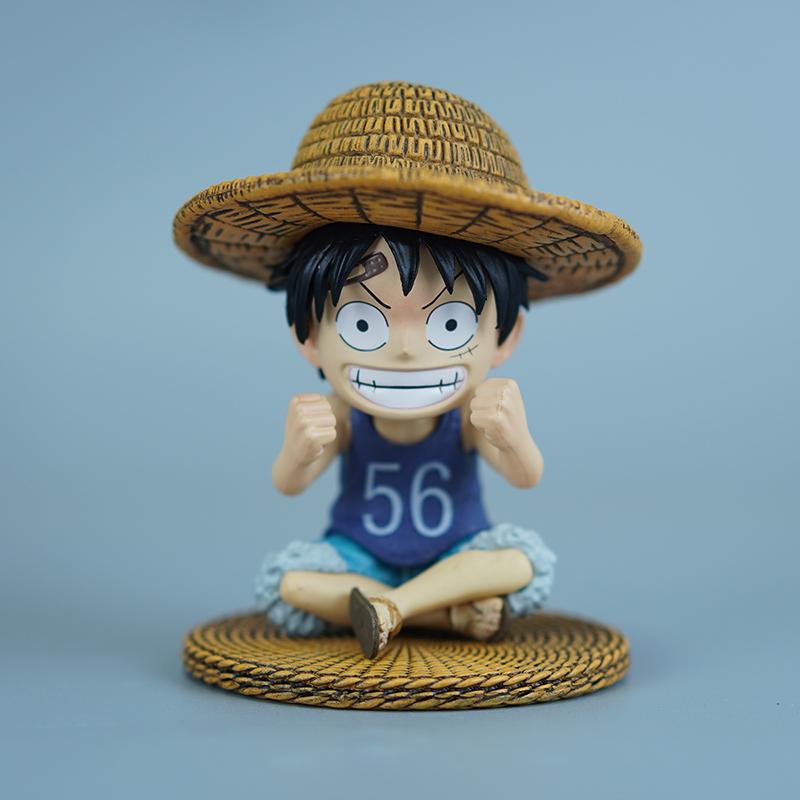 9cm Anime One Piece Childhood Luffy Sitting Posture Figures Small Size PVC Character Model Toy Desktop Ornament Collectible Gift