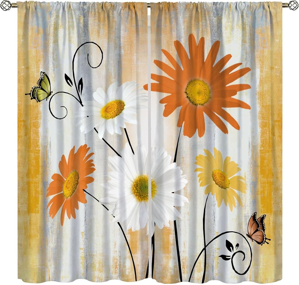 Birds Bible Verse Kitchen Curtains, Christian Rustic Flower Cross Scripture Quote Hummingbird Window Drapes For Bedroom