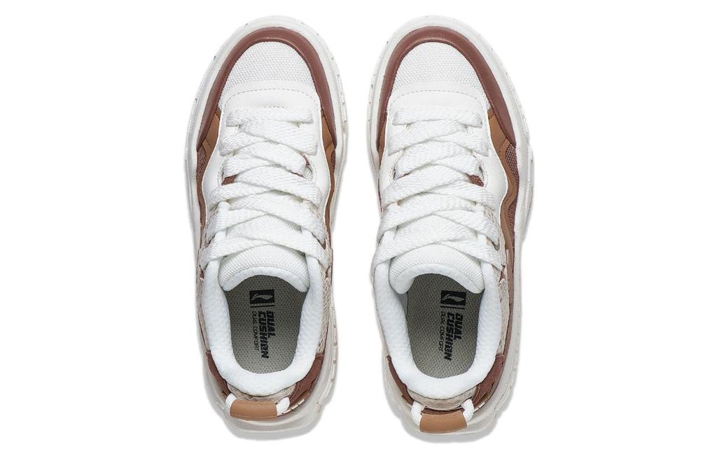 Li Ning 001 UNBLOCK Low top Skateboard Shoes Women's White Brown AGCT218-4