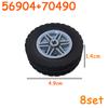 Technical Tire Wheel Car Truck Wheels Hub Block Bricks MOC Motorcycle Tyre  Rim Brick Playset 56145 44309 86652 32019 15038 23798
