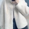Imitation velvet fur jacket light stand-up collar short coat women's winter fluff jacket padded with cotton