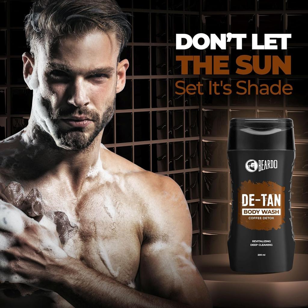 Beardo De-Tan Body Wash for Men 200ml Pack of 1 | Coffee & Aloe Extracts | Refreshing Daily Shower Gel