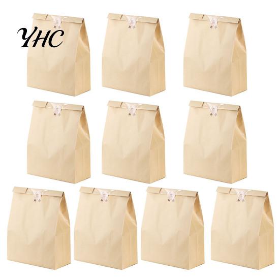 Food-grade Kraft Paper Bags 10 Pcs Bread with Transparent Window Food Grade Leakproof Good Seal Tear-resistant Self-Sealing Oil-proof Pastries Snacks L 10 pcs