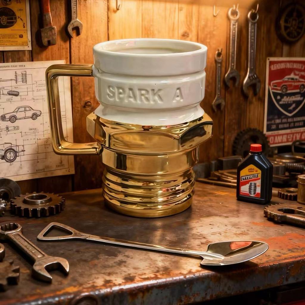 Car fan collector's original high-value spark plug mug coffee cup