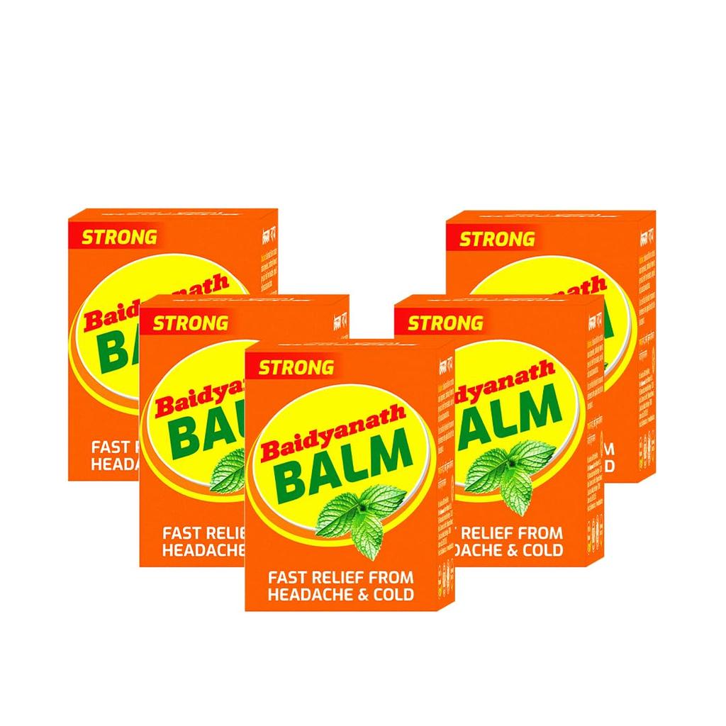 Baidyanath Balm 8ml Pack of 5 | Fast Absorbing Pain Relief for Headache, Bodyache, Cold, Muscle and Joint Care