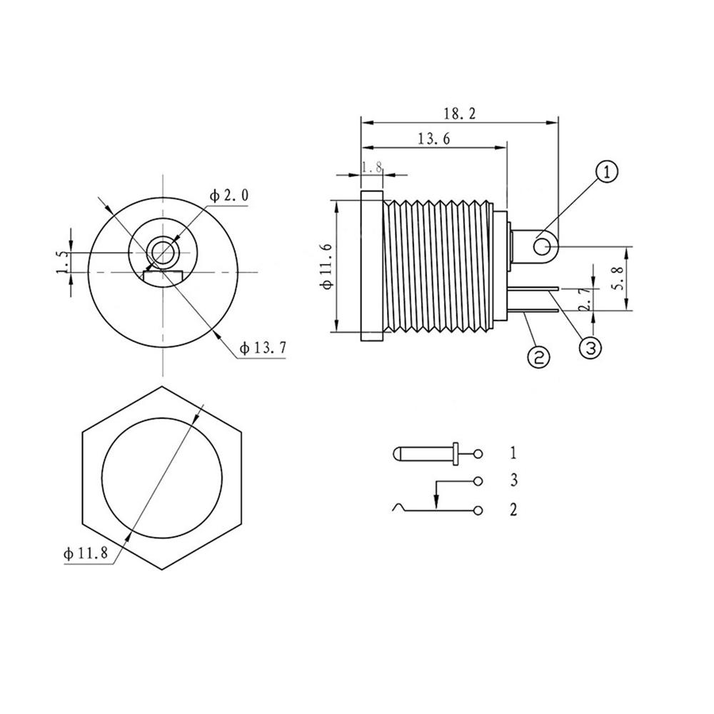 STONEGO 12V 3A DC Power Connector Panel Mount Female Jack Socket with Plastic Male Plugs, Screw Nut 5.5 X 2.1mm