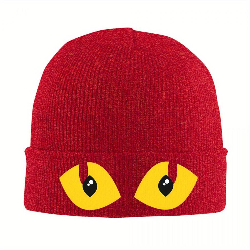 Evil Yellow Eyes Beanie Hats Skullies Beanies Kpop Warm Unisex Women Caps Winter Pattern Casual Bonnet Hats Gift Idea