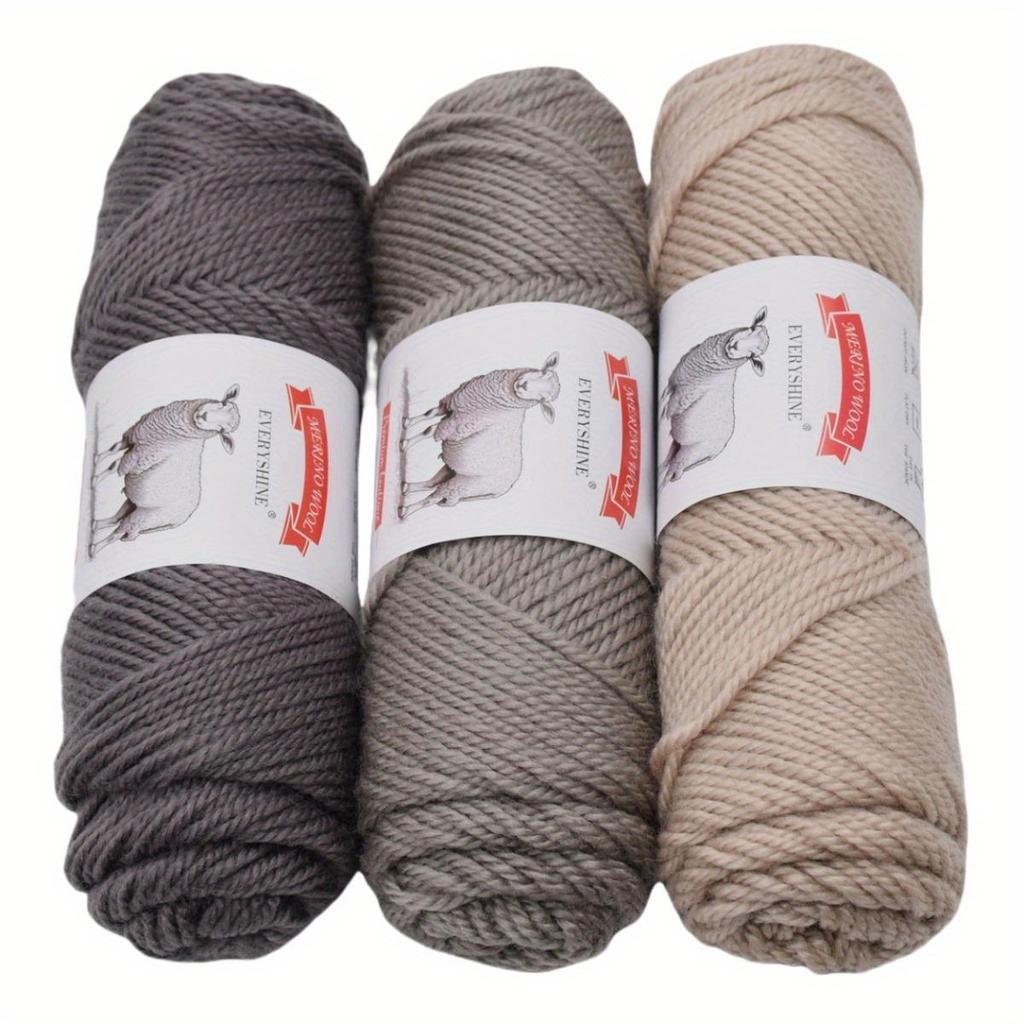 3 balenia hrubej priadze z merino vlny (100g/3.53oz Na klbko) – 110m/120yd Viacfarebná mäkká pletacia a háčkovacia priadza na DIY remeslá Teplé ručne vyrobené potreby