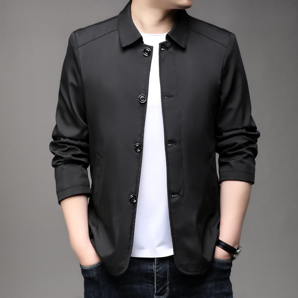 Spring and Autumn Men's Lapel Jacket High-end Casual High-end Business Men's Clothing Jacket Daddy Jacket
