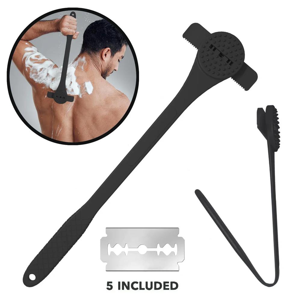 Man Shaving Knife Back Razor Shaver Groomer Full Body Hair Removal Trimmer Waterproof Rustproof Long Handle Back Leg Epilator